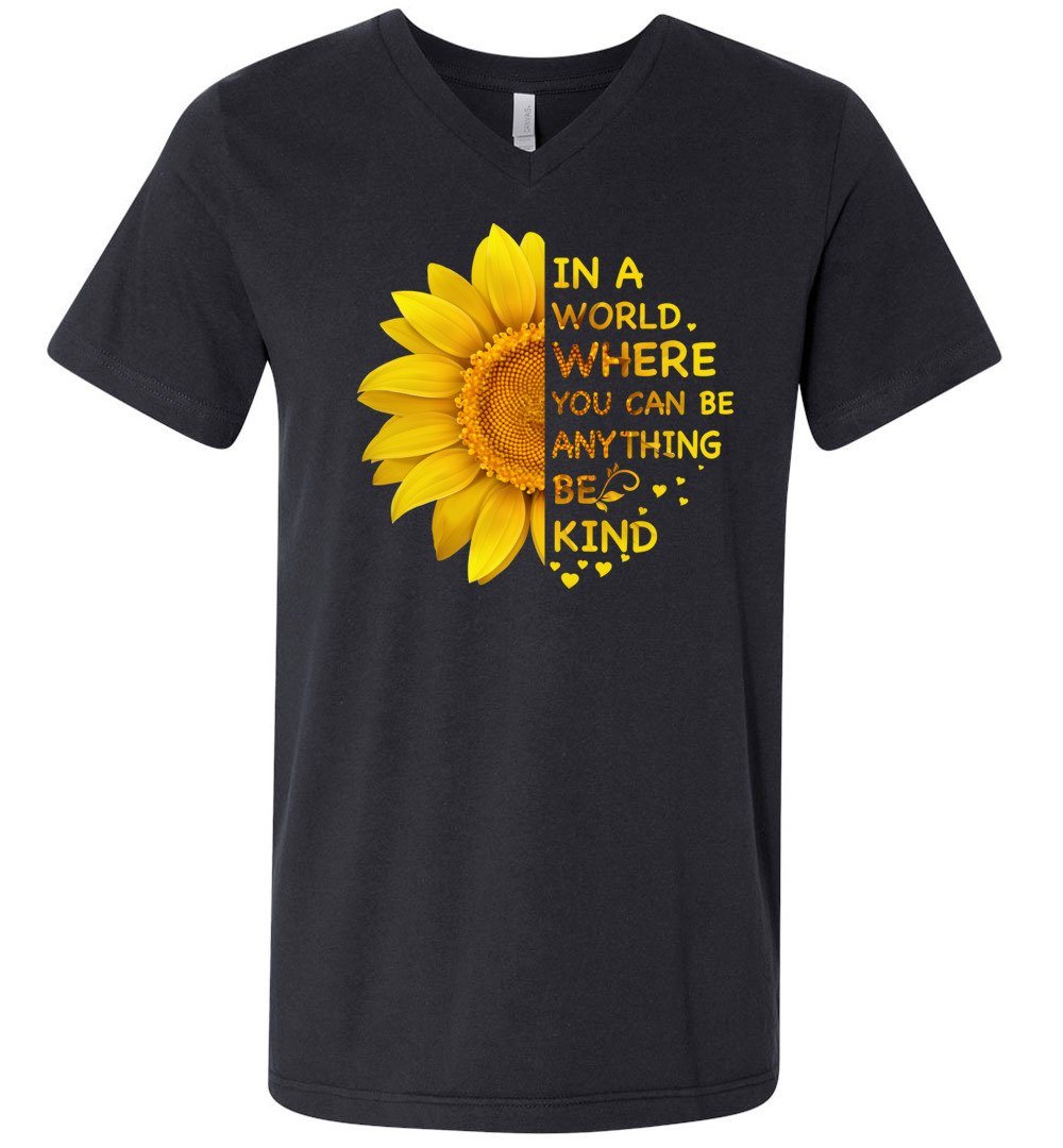 Be Kind Sunflower - Unisex Vneck Heyjude Shoppe Vintage Black S 