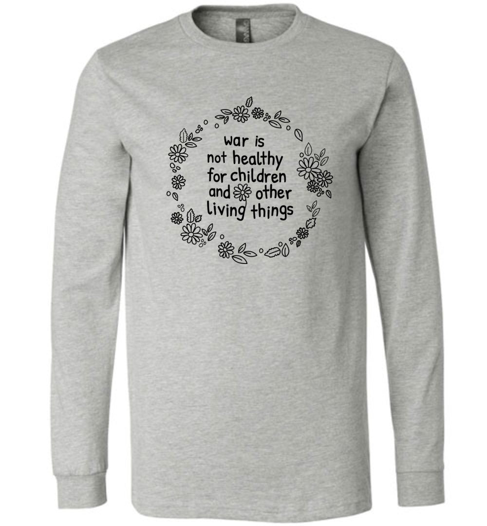 Anti War- Kids Youth T-Shirts Heyjude Shoppe Long Sleeve Tee Athletic Heather Youth S