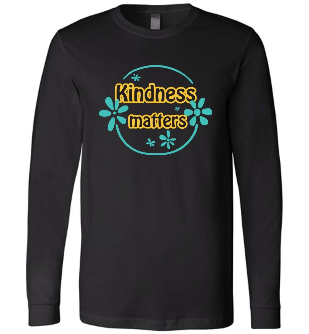 Kindness Matters Youth T-Shirts Heyjude Shoppe Long Sleeve Tee Black Youth S