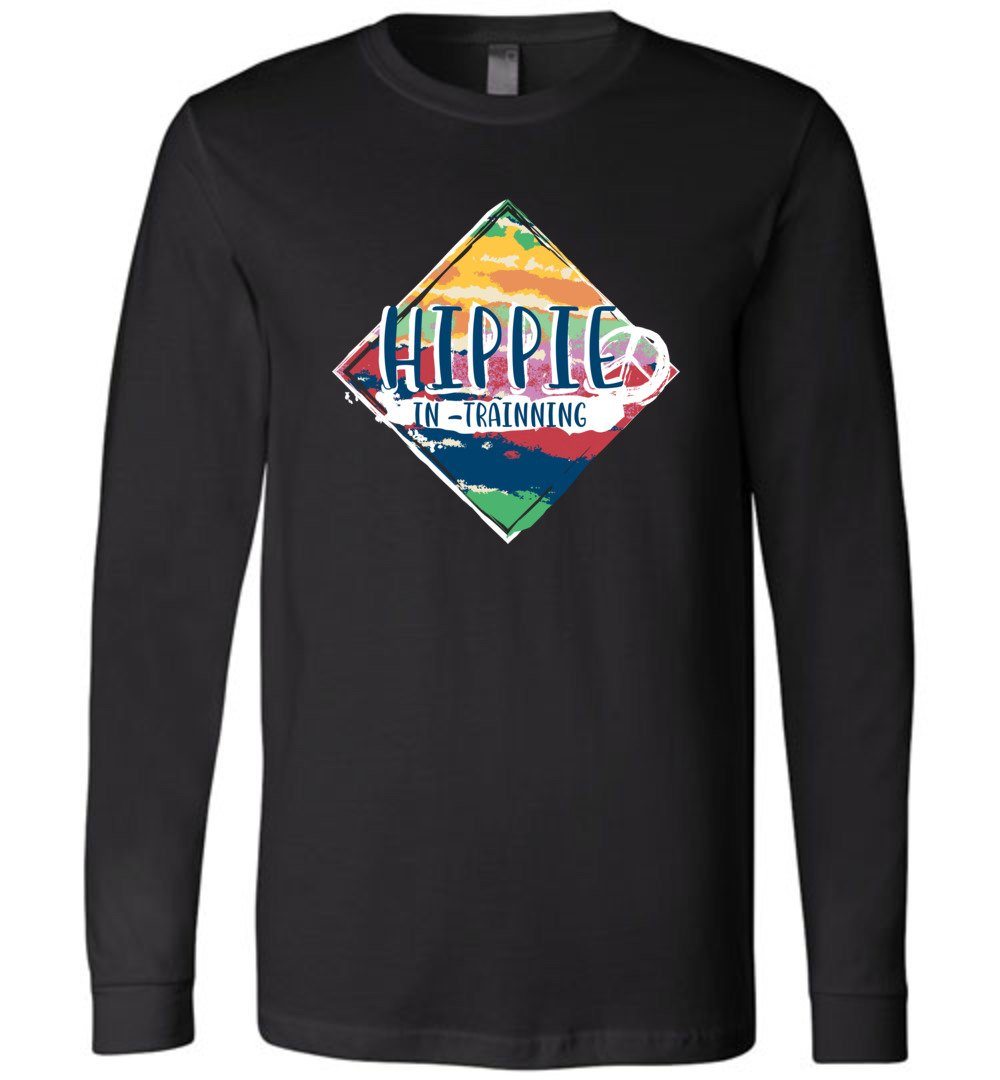 Hippie - In - Training Youth T-Shirts Heyjude Shoppe Long Sleeve Tee Black Youth S