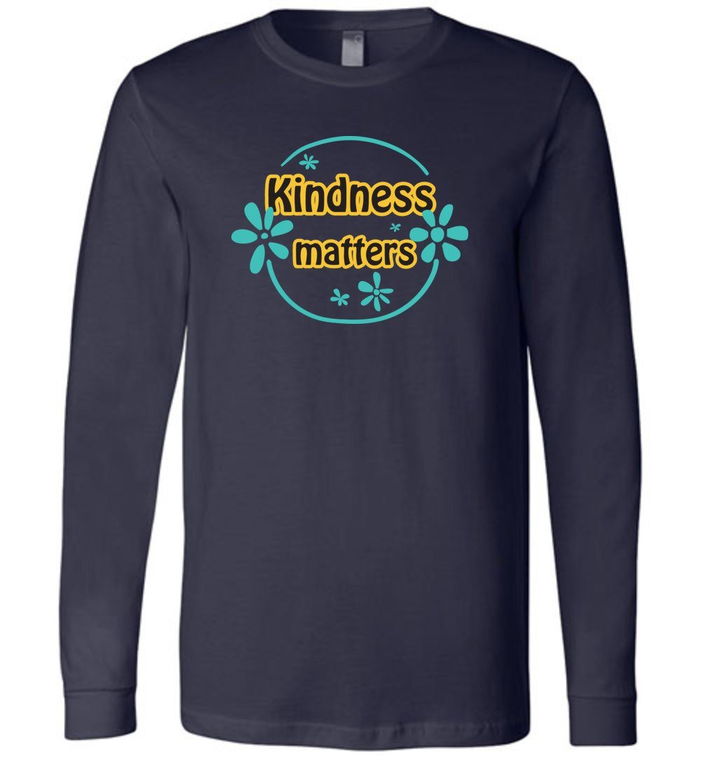 Kindness Matters Youth T-Shirts Heyjude Shoppe Long Sleeve Tee Navy Youth S