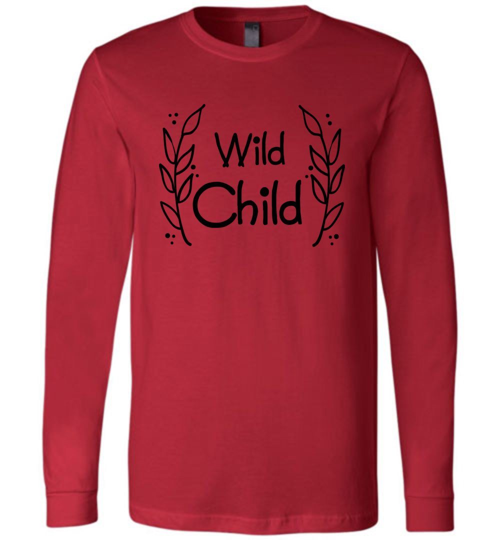 Wild Child Youth T-Shirts Heyjude Shoppe Long Sleeve Tee Red Youth S