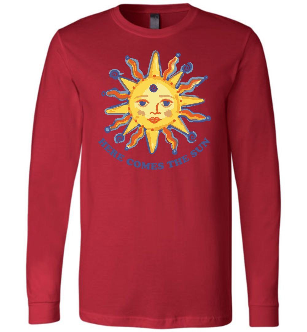 Here Comes The Sun - Sunshine Youth T-Shirts Heyjude Shoppe Long Sleeve Tee Red Youth S