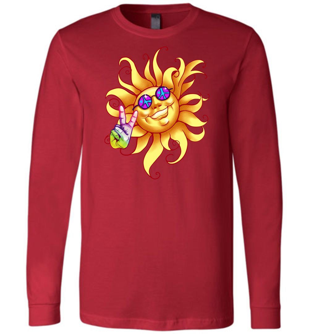 Sun Peace Out Youth T-Shirts Heyjude Shoppe Long Sleeve Tee Red Youth S