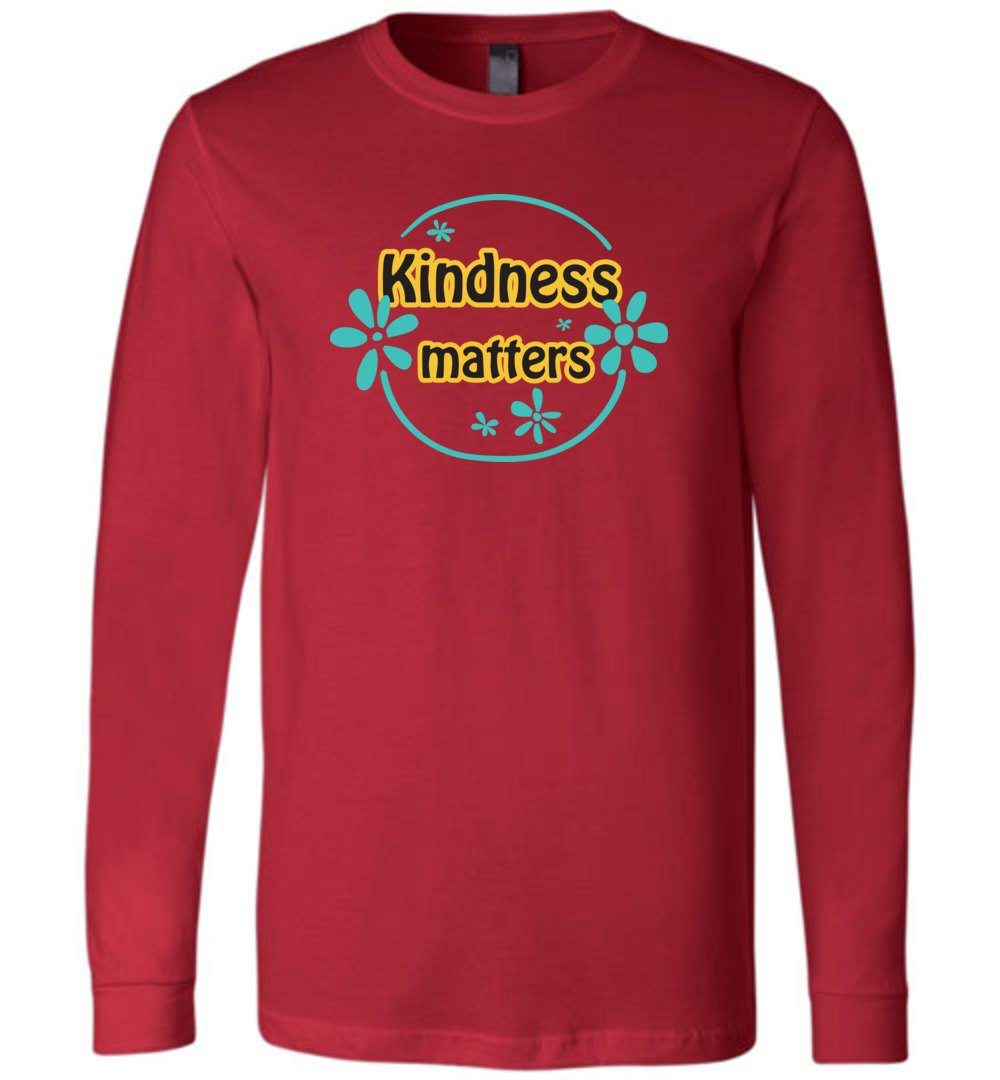 Kindness Matters Youth T-Shirts Heyjude Shoppe Long Sleeve Tee Red Youth S
