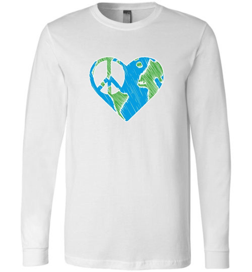 I heart Peace Youth T-Shirts Heyjude Shoppe Long Sleeve Tee White S