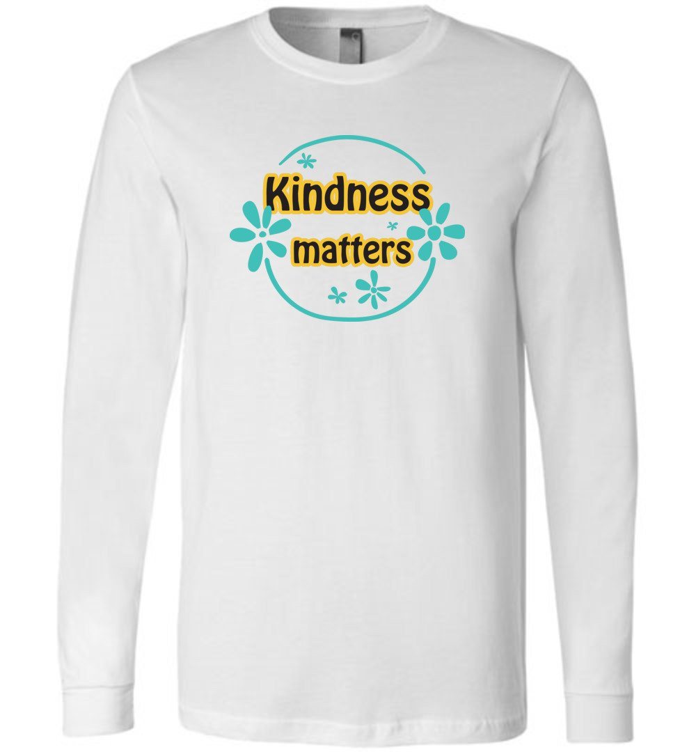 Kindness Matters Youth T-Shirts Heyjude Shoppe Long Sleeve Tee White Youth S