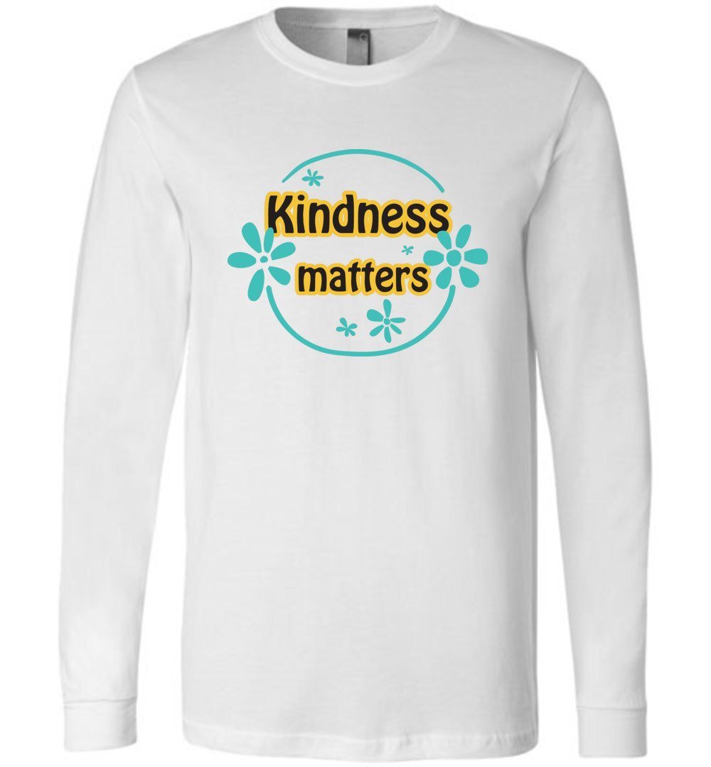 Kindness Matters Youth T-Shirts Heyjude Shoppe Long Sleeve Tee White Youth S
