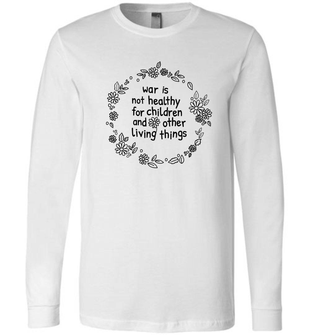 Anti War- Kids Youth T-Shirts Heyjude Shoppe Long Sleeve Tee White Youth S
