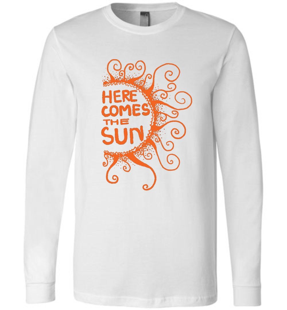 Here Comes The Sun Youth T-Shirts Heyjude Shoppe Long Sleeve Tee White Youth S