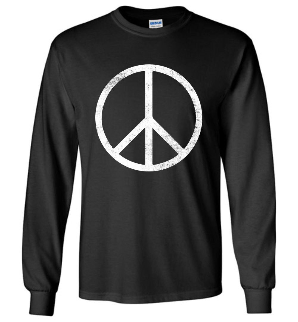 Simple Peace Sign T-shirts Heyjude Shoppe Long Sleeve Tee Black S