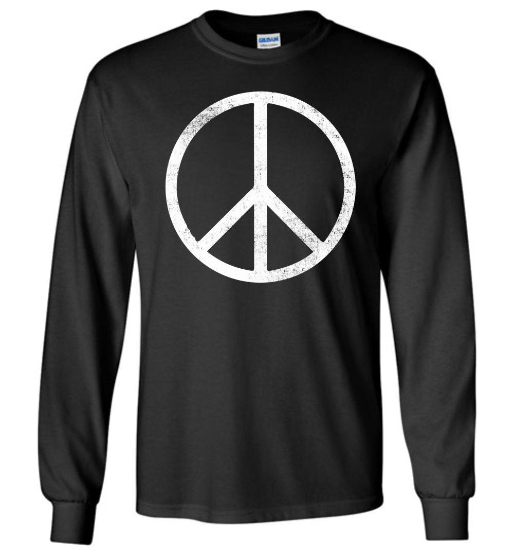 Peace Sign Long Sleeve T-Shirts Heyjude Shoppe Black S 