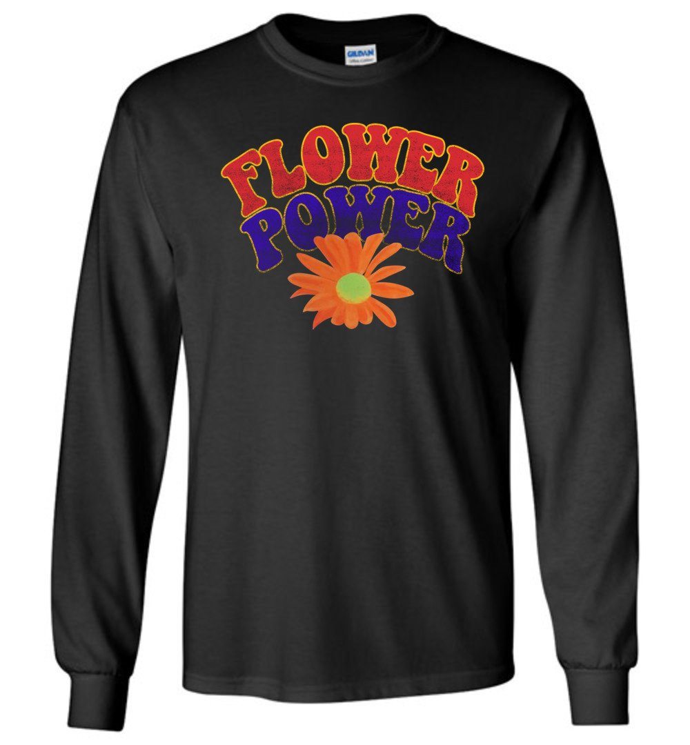 Flower Power Long Sleeve T-Shirts Heyjude Shoppe Black S 