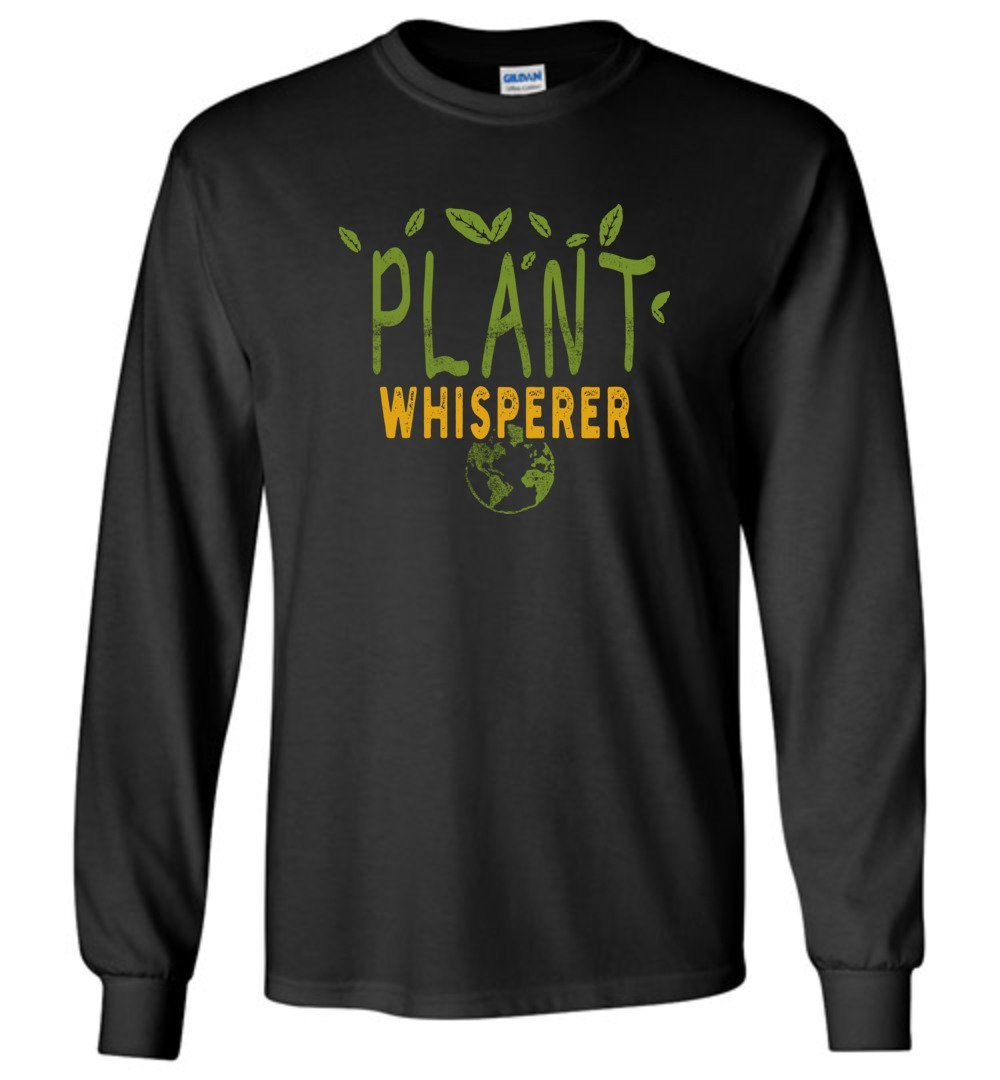 Funny Plant Whisperer T-shirts Heyjude Shoppe Long Sleeve Tee Black S