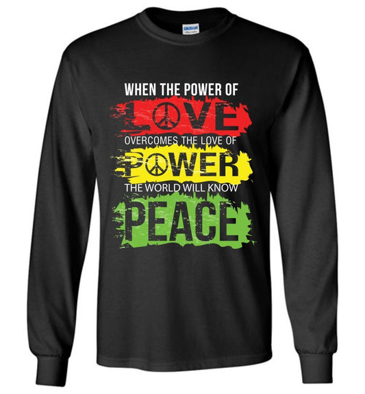 The World Will Know Peace Long Sleeve T-Shirts Heyjude Shoppe Black S 