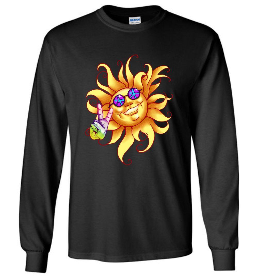 Sun - Peace Out Long Sleeve T-Shirts Heyjude Shoppe Black S 