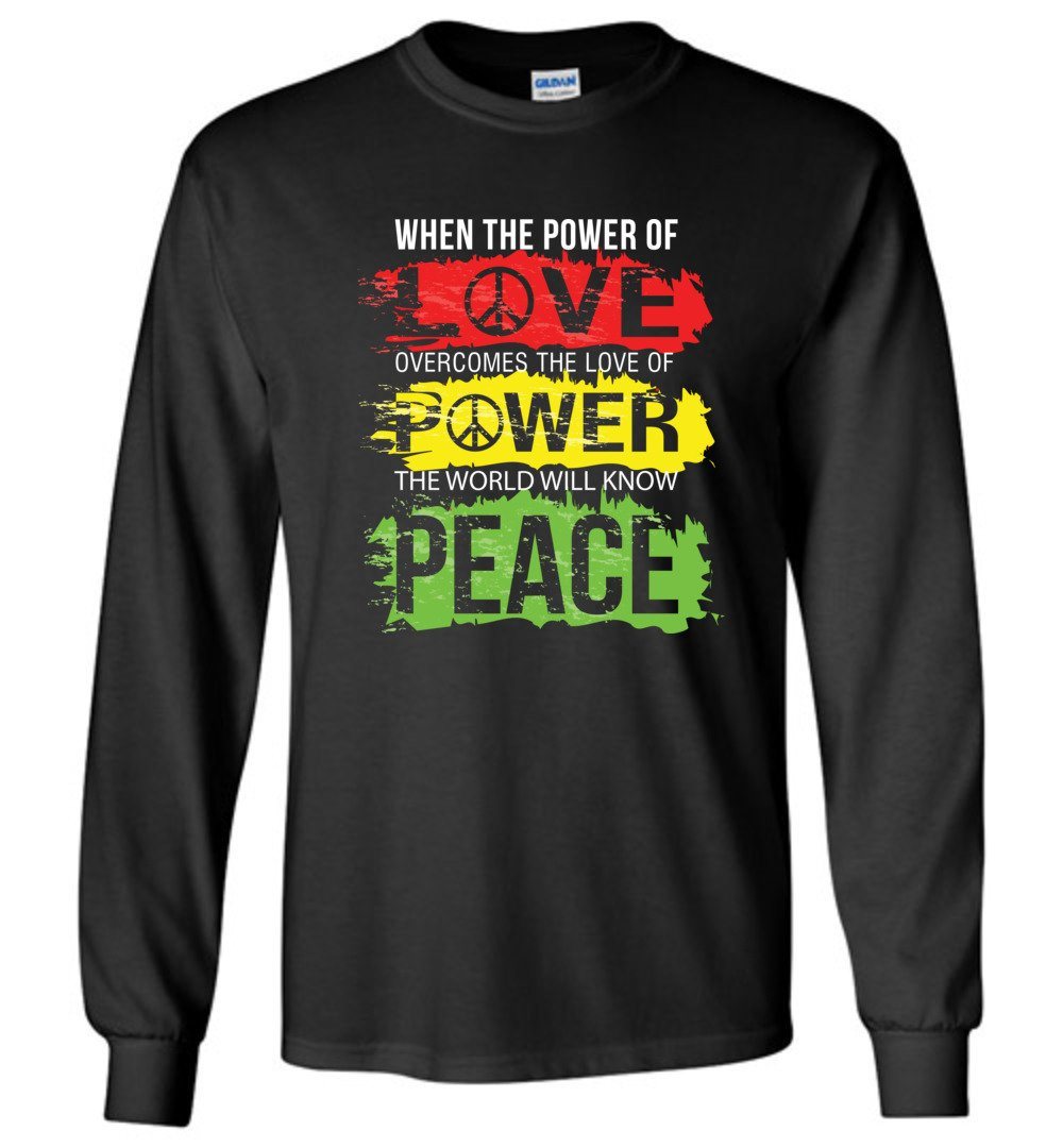 Power Of Love T-Shirts Heyjude Shoppe Long Sleeve Tee Black S