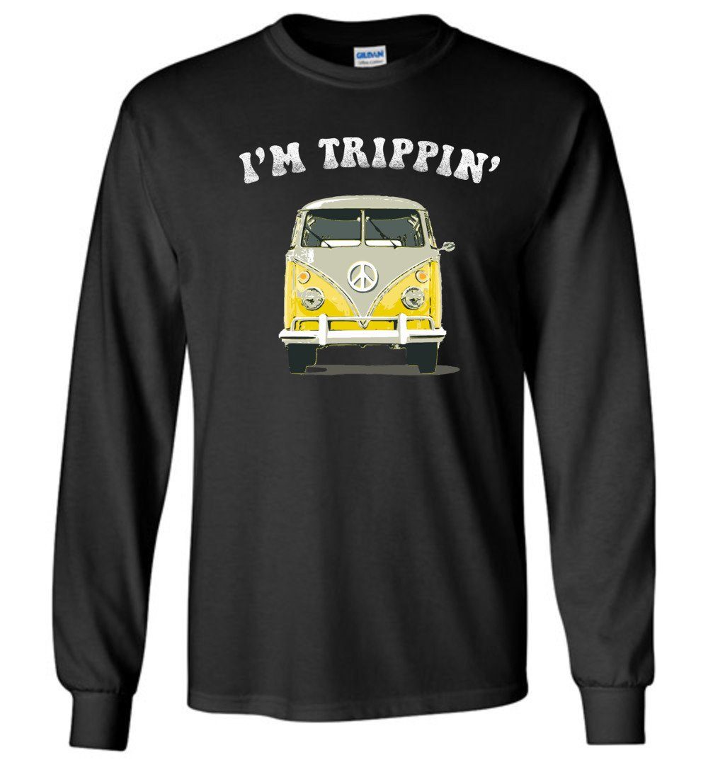 Hippie Van - I'm Trippin' Long Sleeve T-Shirts Heyjude Shoppe Black S 