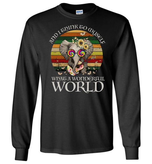 What A Wonderful World Long Sleeve T-Shirts Heyjude Shoppe Black S 