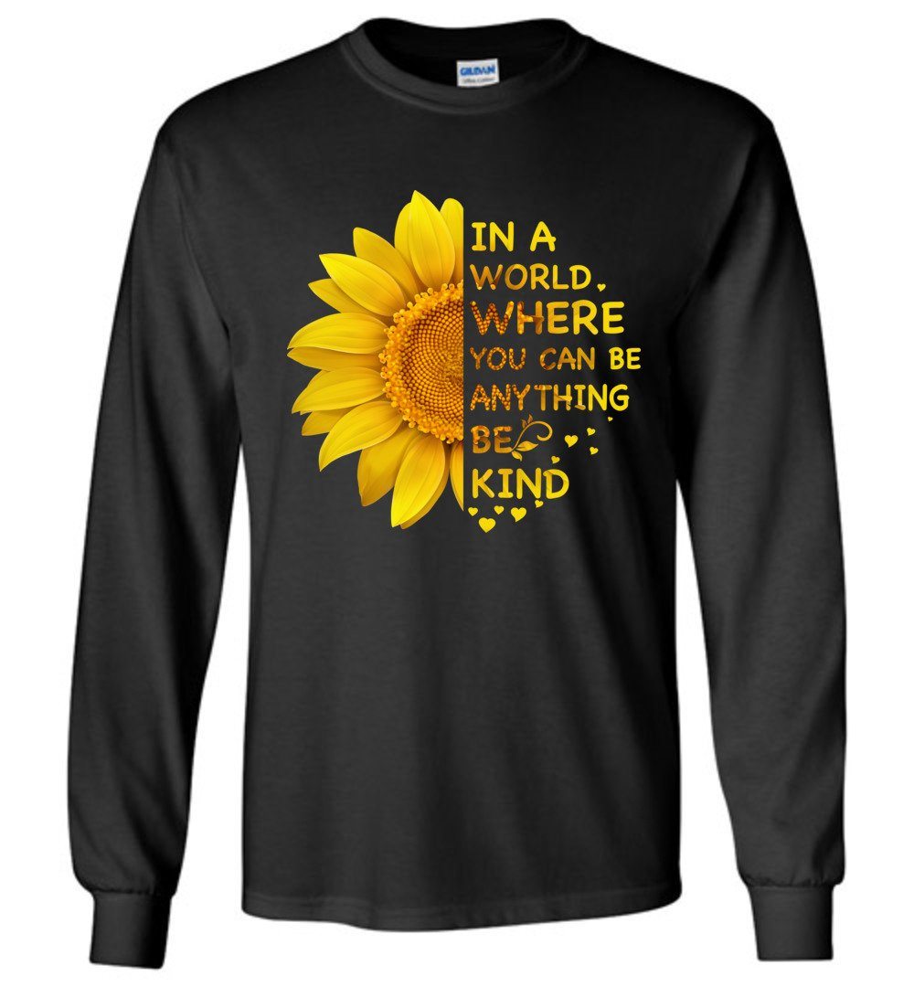 Be Kind - Sunflower Heyjude Shoppe Long Sleeve Tee Black S