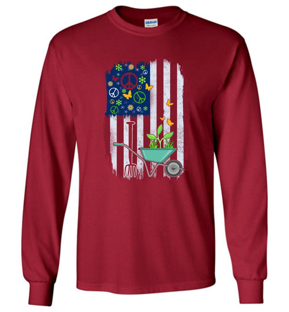 Funny 4th Of July Gardening T-shirts Heyjude Shoppe Long Sleeve Tee Cardinal Red S