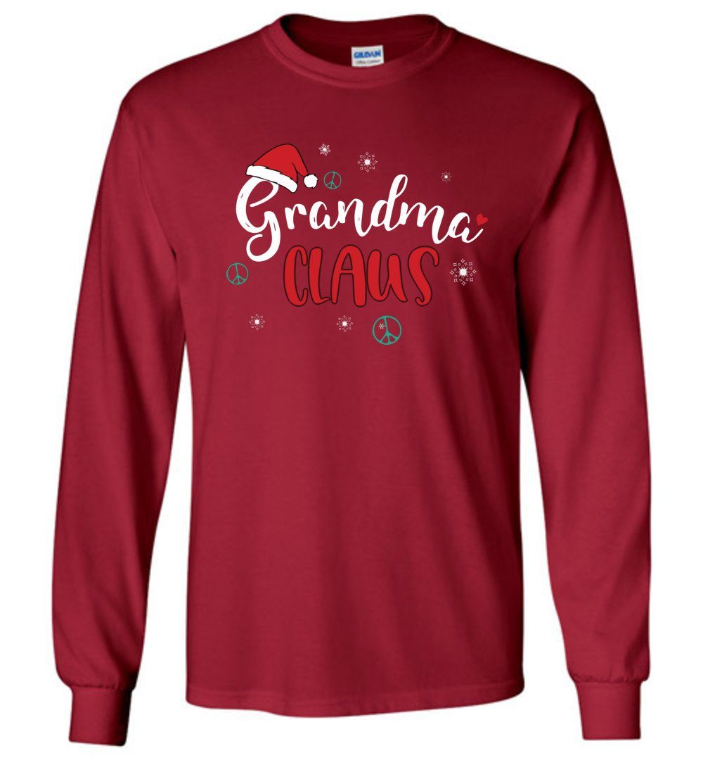 Funny Grandma Claus - 2020 Holiday T-Shirts Heyjude Shoppe Long Sleeve Tee Cardinal Red S