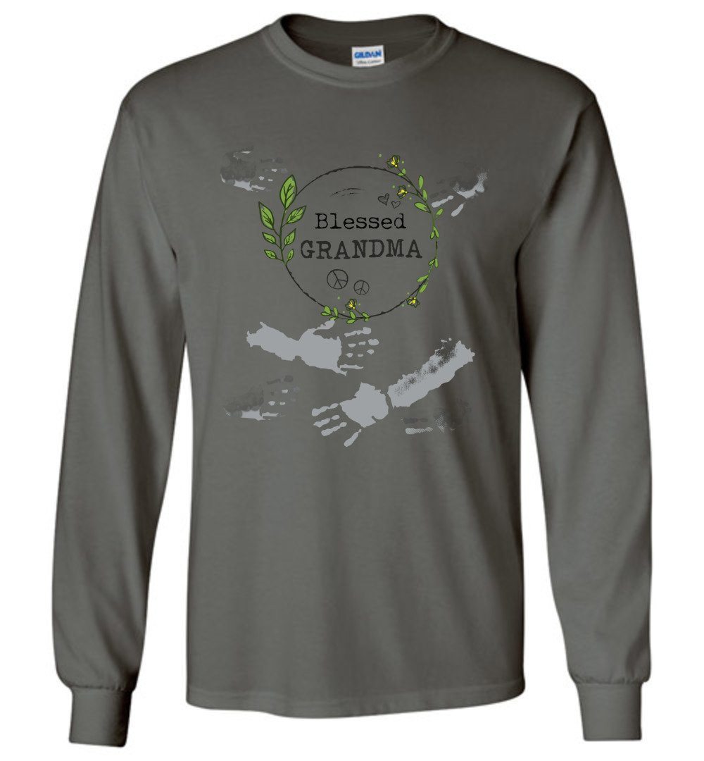 Blessed Grandma T-shirts Heyjude Shoppe Long Sleeve Tee Charcoal S