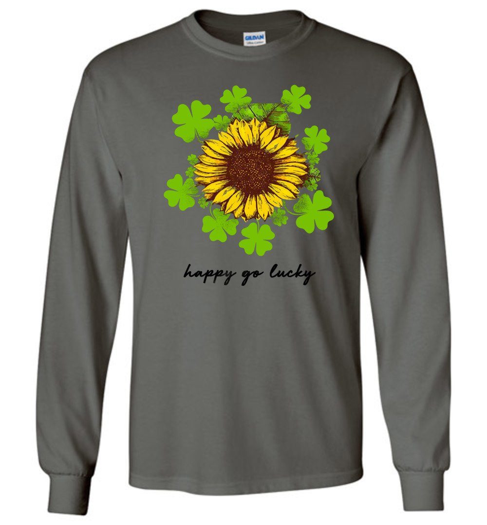Sunflower - Happy Go Lucky Long Sleeve T-Shirts Heyjude Shoppe Charcoal S 
