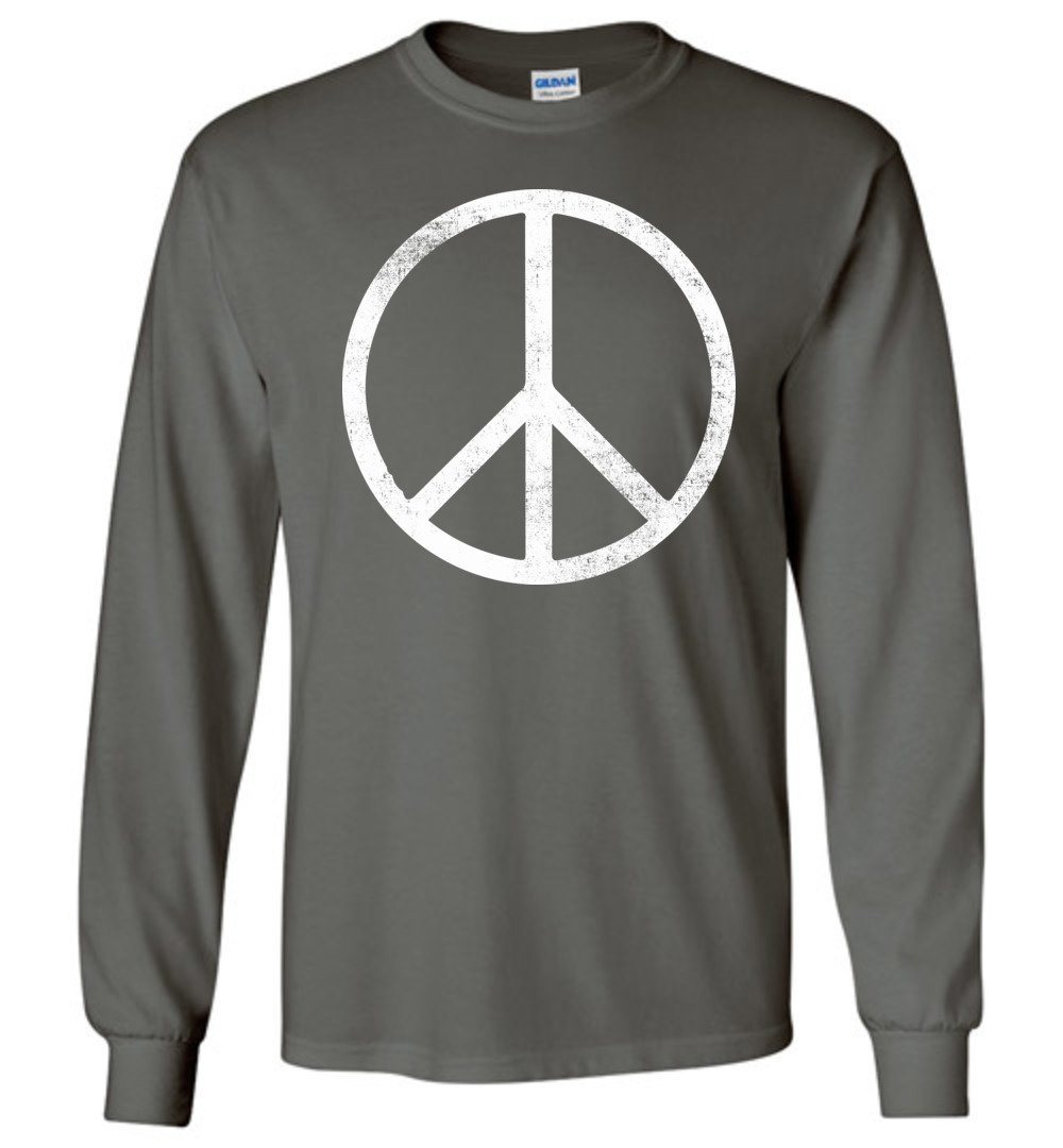 Peace Sign Long Sleeve T-Shirts Heyjude Shoppe Charcoal S 