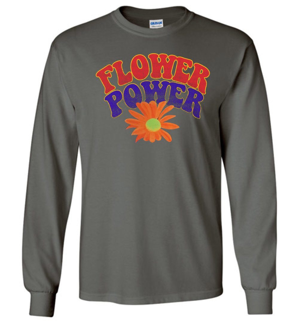 Flower Power Long Sleeve T-Shirts Heyjude Shoppe Charcoal S 