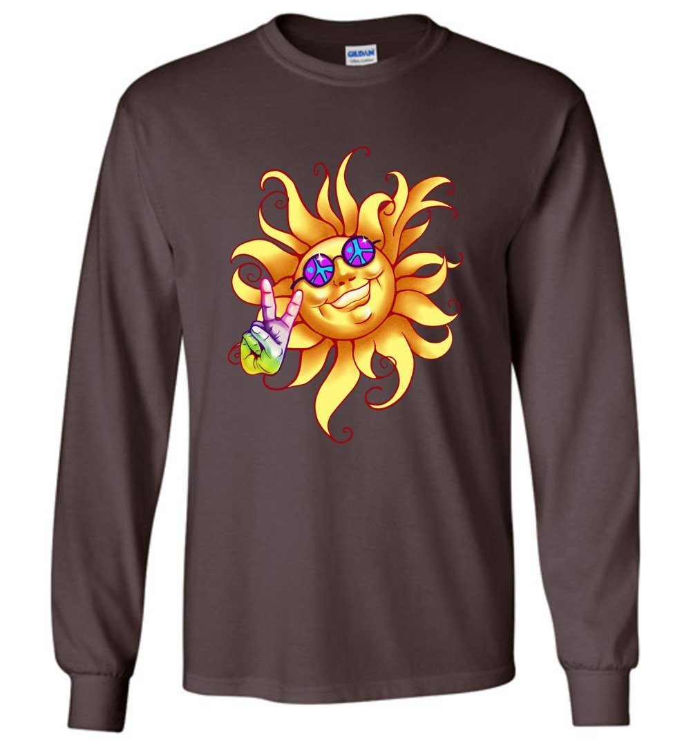 Sun - Peace Out Long Sleeve T-Shirts Heyjude Shoppe Dark Chocolate S 