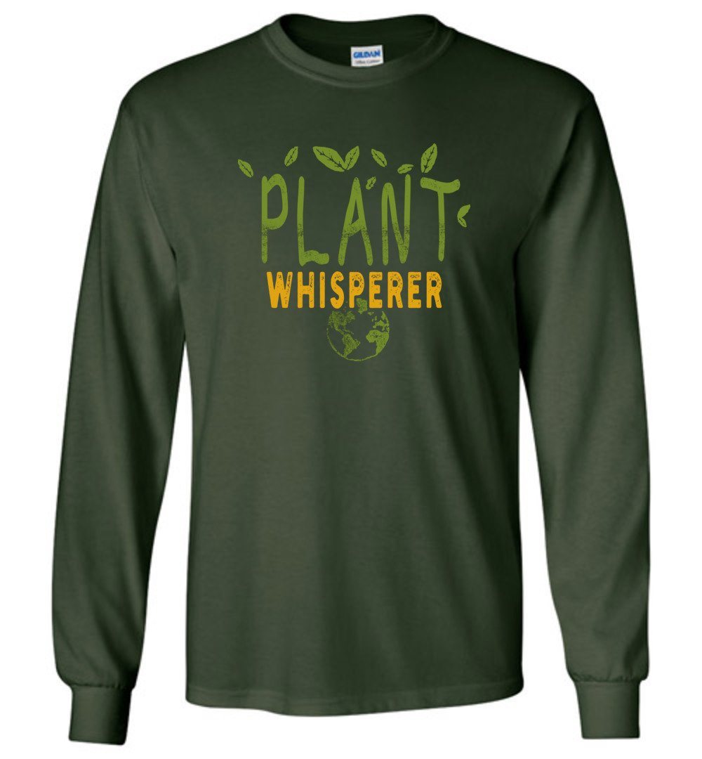 Funny Plant Whisperer T-shirts Heyjude Shoppe Long Sleeve Tee Forest Green S