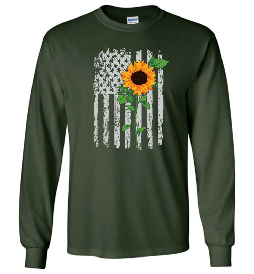 American Flower Flag Long Sleeve T-Shirt