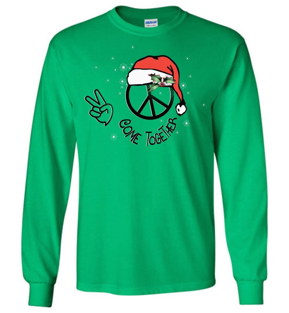 Come Together Santa Claus - 2020 Holiday Tshirts Heyjude Shoppe Long Sleeve Tee Irish Green S