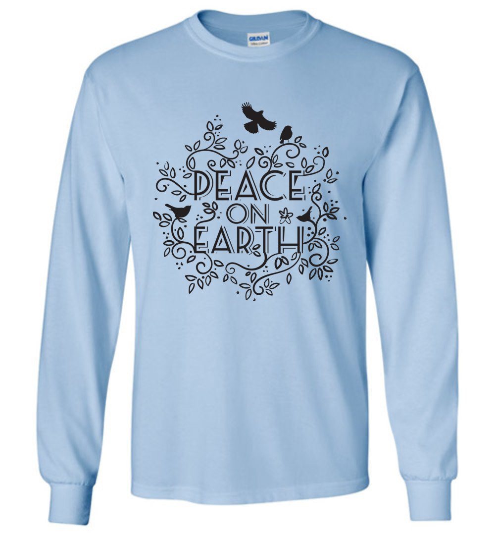 Peace On Earth Long Sleeve T-Shirts Heyjude Shoppe Light Blue S 
