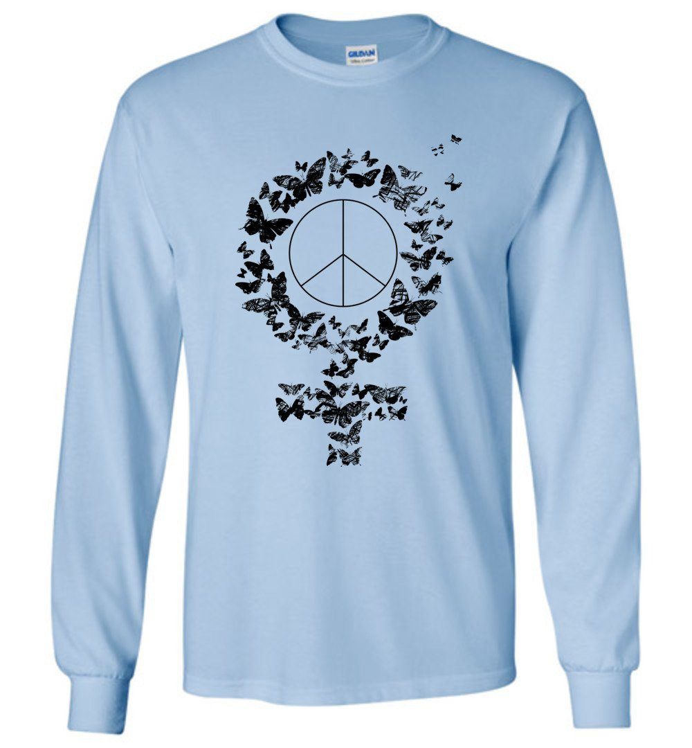 Peace Woman Long Sleeve T-Shirts Heyjude Shoppe Light Blue S 