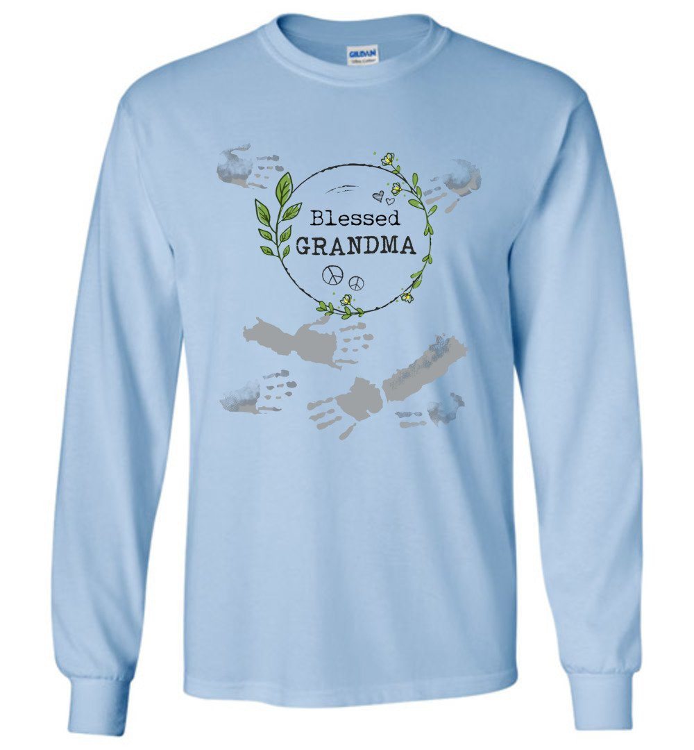 Blessed Grandma T-shirts Heyjude Shoppe Long Sleeve Tee Light Blue S