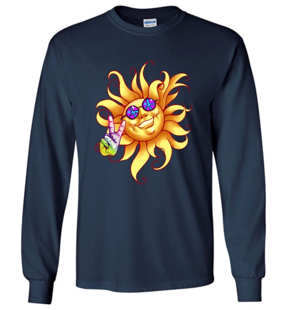 Sun - Peace Out Long Sleeve T-Shirts Heyjude Shoppe Navy S 