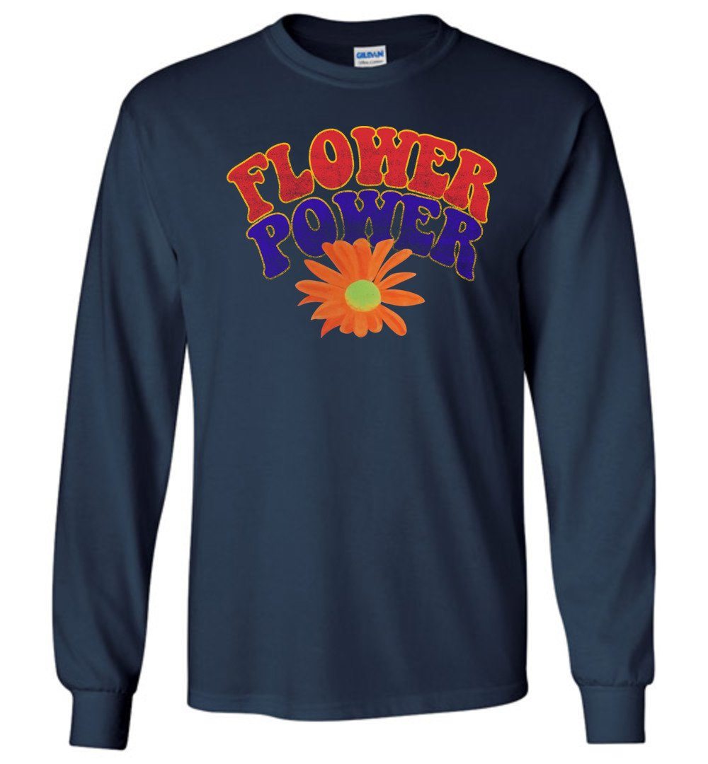 Flower Power Long Sleeve T-Shirts Heyjude Shoppe Navy S 