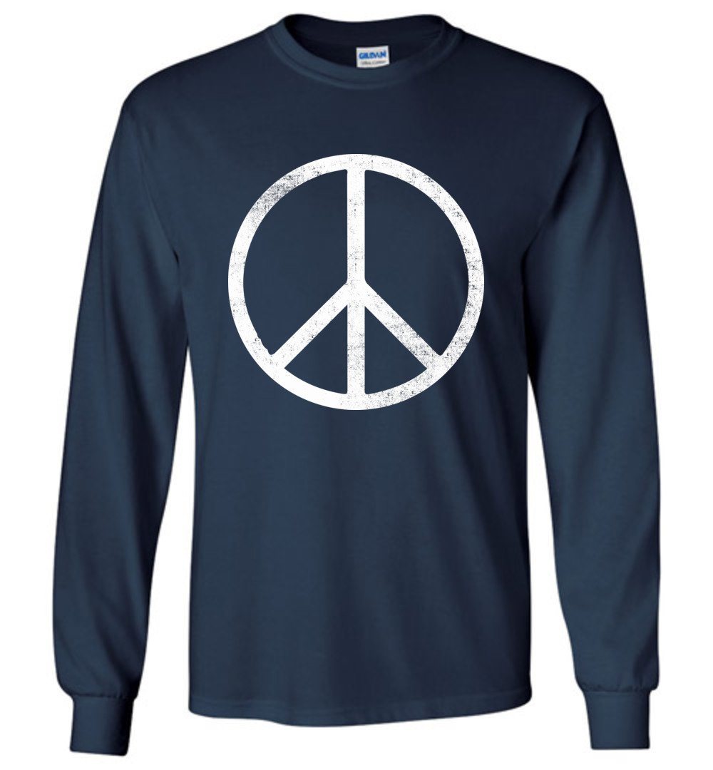 Simple Peace Sign T-shirts Heyjude Shoppe Long Sleeve Tee Navy S