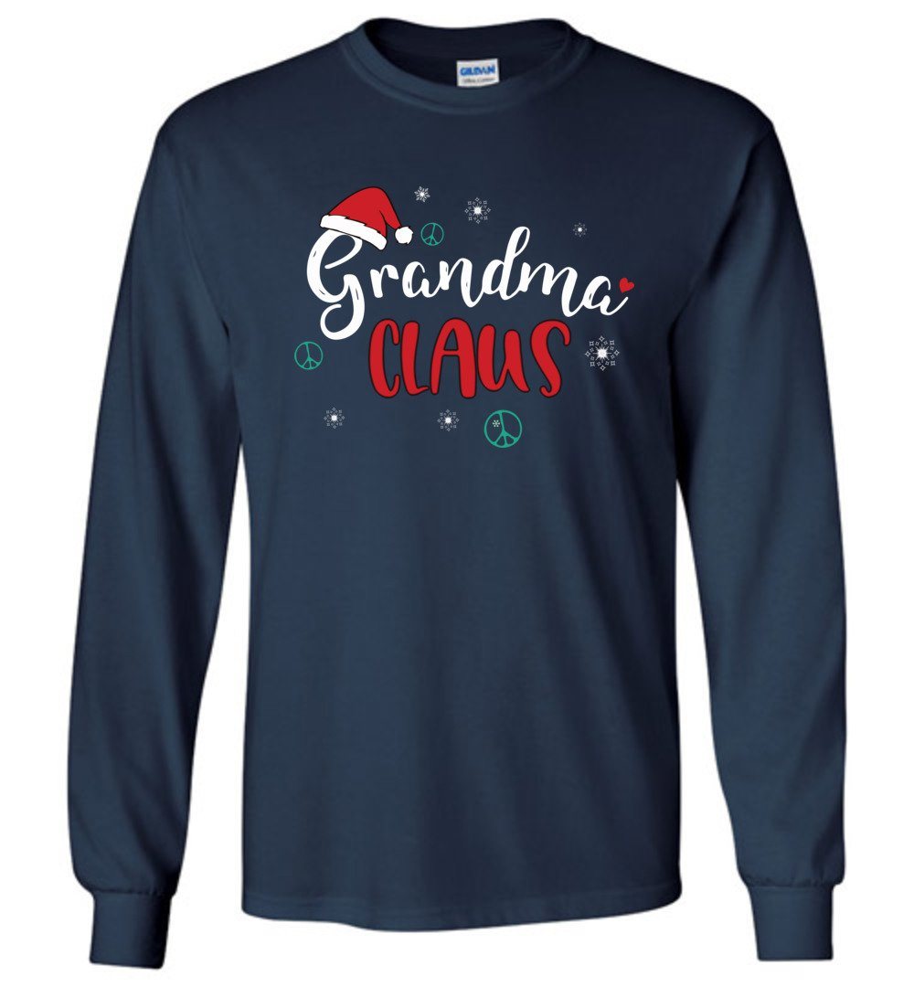 Funny Grandma Claus - 2020 Holiday T-Shirts Heyjude Shoppe Long Sleeve Tee Navy S