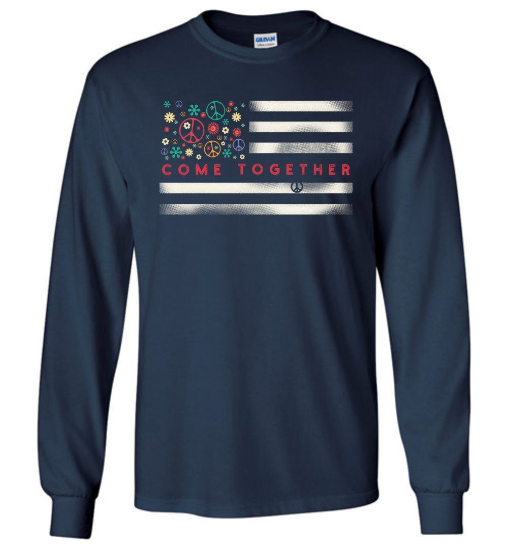 Come Together Flag Long Sleeve T-Shirts Heyjude Shoppe Navy S 