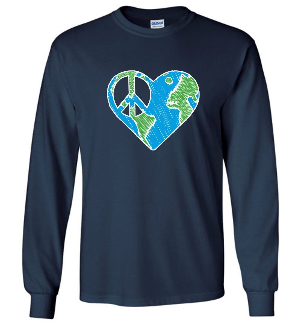 I Heart Peace T-shirts Heyjude Shoppe Long Sleeve Tee Navy S