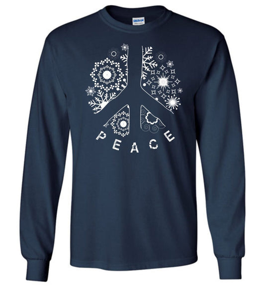 Peace Sign - Christmas Heyjude Shoppe Long Sleeve Tee Navy S
