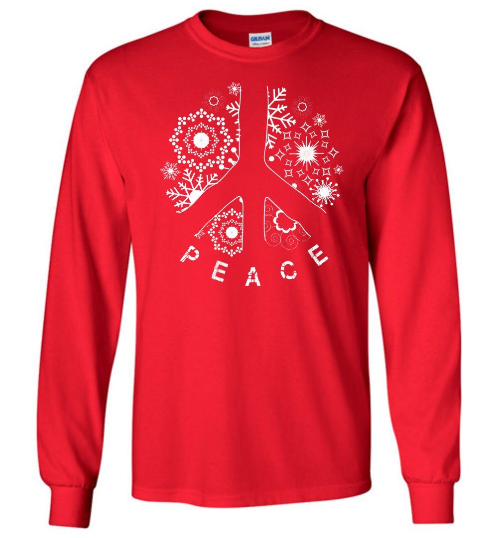 Peace Sign - Christmas Heyjude Shoppe Long Sleeve Tee Red S
