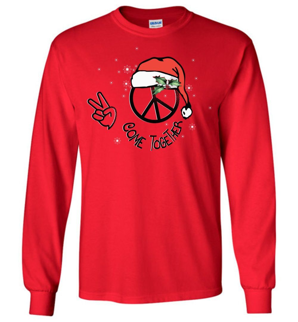 Come Together Santa Claus - 2020 Holiday Tshirts Heyjude Shoppe Long Sleeve Tee Red S