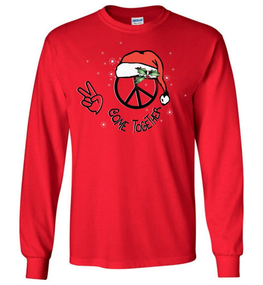 Come Together Santa Claus - 2020 Holiday Tshirts Heyjude Shoppe Long Sleeve Tee Red S