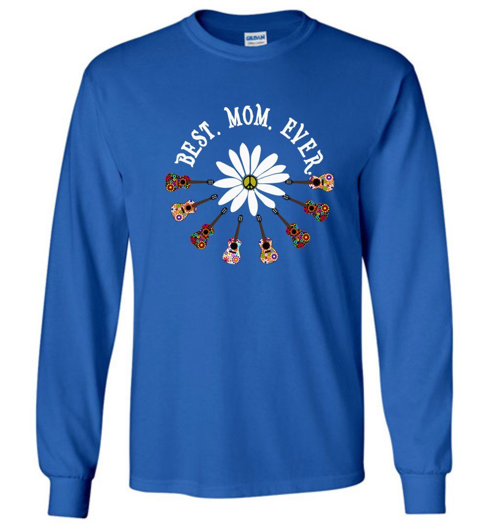 Best Mom Ever Daisy Flower T-shirts Heyjude Shoppe Long Sleeve Tee Royal Blue S