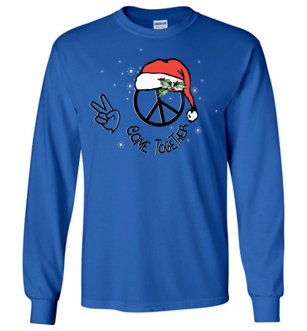 Come Together Santa Claus - 2020 Holiday Tshirts Heyjude Shoppe Long Sleeve Tee Royal Blue S