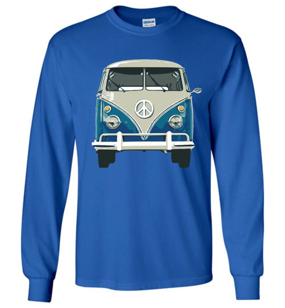 Hippie Van T-shirts Heyjude Shoppe Long Sleeve Tee Royal Blue S